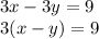 Составьте гоафики уравнений системы и вызначьте число решений системы x-y=3 3x-3y=-9