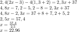 Решить уровненио2,4(2×-3)-4(1,3+2)=2,3×+37