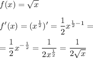 Знайдіть похідну функції f(x)=√x