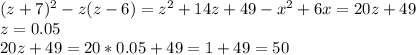 У выражение и найти его значение (z+7)^2-z(z-6) при z=0,05
