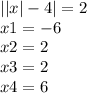 Решите уравнение ||x|-4|=2