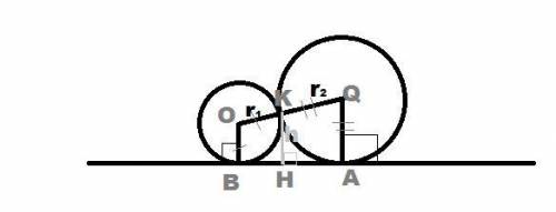 На плоскости лежат два шара радиусами 1 и 2. шары касаются. вычислите: а) расстояние между точками к