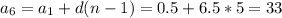 Вычисли 6-й член арифметической прогрессии, если известно, что a1 = 0,5 и d = 6,5.