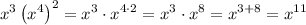 Представьте выражение в виде степени с основанием х: x^3 * (x^4)^2=