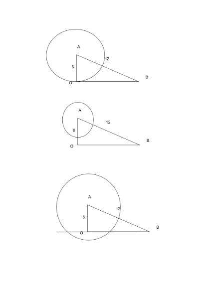  В прямоугольном треугольнике АОВ ( О = 90°) АВ = 12, ABО = 30°. С центром в точке А проведена окруж