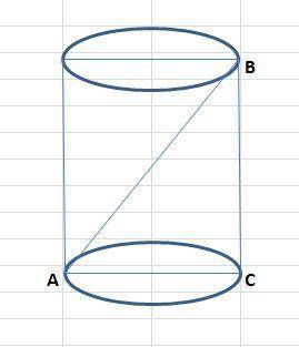 Диагональ осевого сечения цилиндра равна 3. Угол между этой диагональю и плоскостью основания равен 
