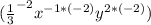 (\frac{1}{3}^{-2} x^{-1 * (-2)}y^{2*(-2)})\\
