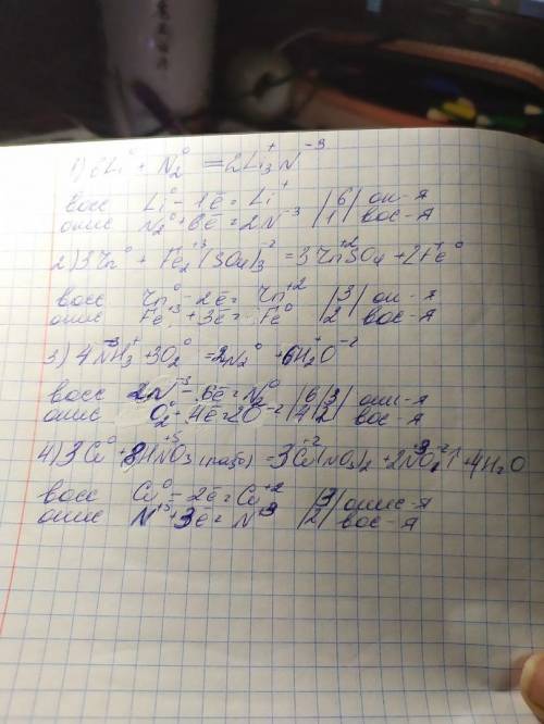 НУЖНА Преобразуйте данные схемы в уравнения реакций, составьте схемы электронного баланса: 1) Li + N