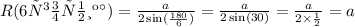 R(6угольника)=\frac{a}{2 \sin( \frac{180}{6} ) } = \frac{a}{2 \sin(30) } = \frac{a}{2 \times \frac{1}{2} } = a