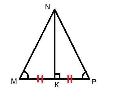  Серединний перпендикуляр сторони MP трикутника MNP проходить через вершину N. Знайти кут Р, якщо ∠ 