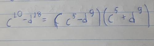  Разложить на множители разность квадратов c10−d18 . Выбери правильный ответ: (c10−d18)⋅(c10+d18) c