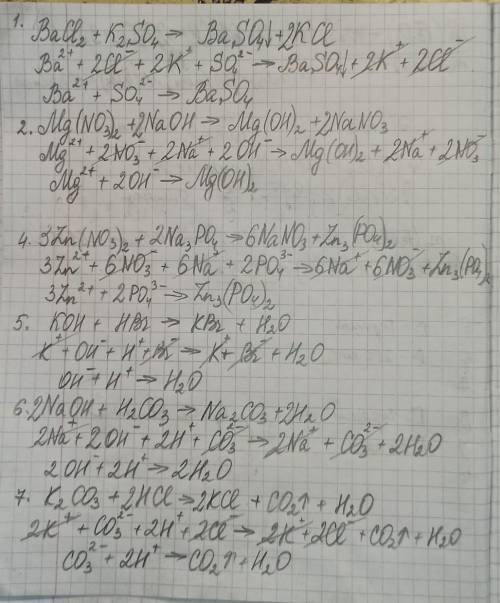  Составьте полные и сокращенные ионные уравнения для данныхмолекулярных:1) BaCl2 + K2SO4 = BaSO4 + 2