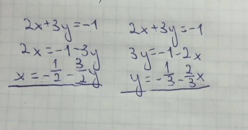Установіть розв язок рівняння 2x +3y=-1