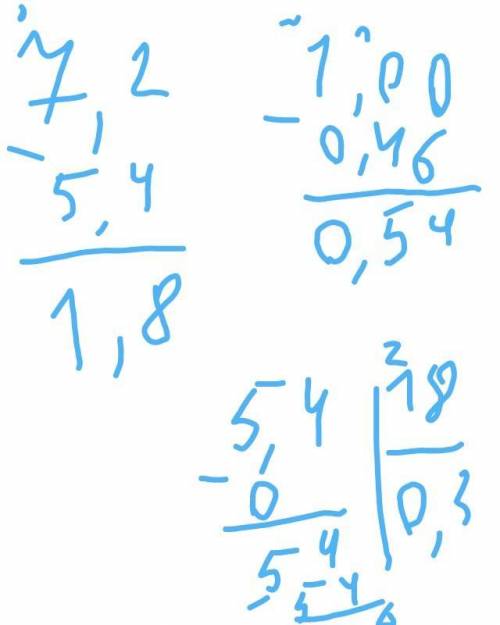  7,2x-5,4x+0,46=1 нужно решение в столбик​ 