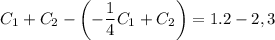 C_1+C_2-\left(-\dfrac{1}{4}C_1+C_2\right)=1.2-2,3