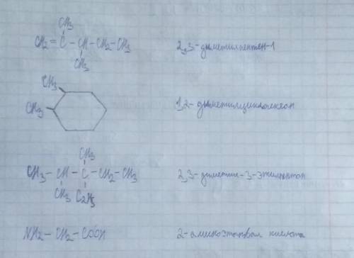  Составьте структурные формулы органических соединений: 2,3 – диметилпентен-1 1,2 – диметилциклогекс