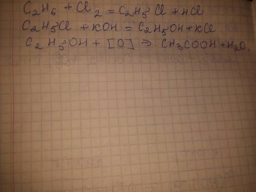  Составьте уравнения реакций C2H6 - C2H5OH - CH3COOH 