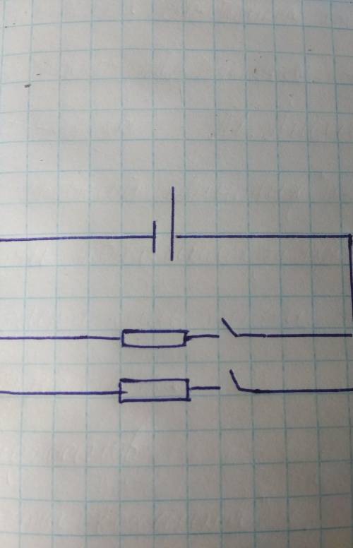  Начерти схему электрической цепи, состоящей из батареи элементов, двух ключей и двух звонков, кажды