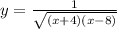 y=\frac{1}{\sqrt{(x+4)(x-8)} }