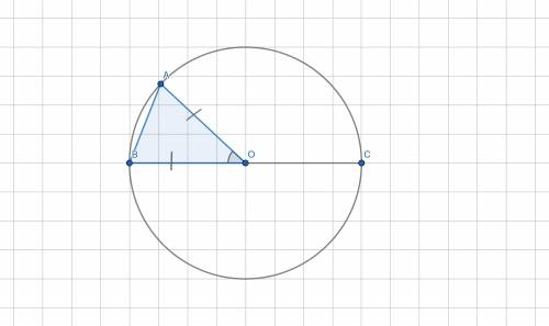 Точки A , B , C лежат на окружности с центром в точке O. Чему равен ⦟ABC, если известно, что BC явля