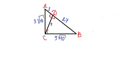 Знайти площу прямокутного трикутника ABC якщо CD діагональ AD дорівнює 3 см дорівнює 27 см​ 