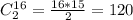 C_{2} ^{16}=\frac{16*15}{2} =120