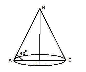  Найти V конуса у которого образующая равна 8√3м и наклонена к оси плоскости основания под углом 30 