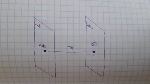 Концы отрезка АВ лежат на двух параллельных плоскостях, расстояние между которыми равно d, причем d