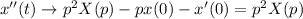 x''(t)\rightarrow p^2X(p)-px(0)-x'(0)=p^2X(p)