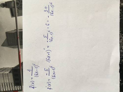  Найти производную функции f(x)= 1/(6х-1)^5 