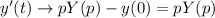 y'(t)\rightarrow pY(p)-y(0)=pY(p)