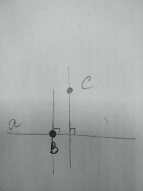  Начертите произвольно прямую а. Поставьте точку В, лежащую на прямой и точку С не лежащую на прямой