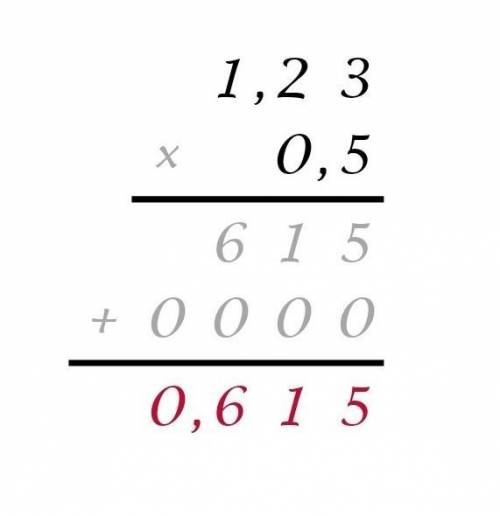  Решите в столбик пример 1.23 на 0.5 