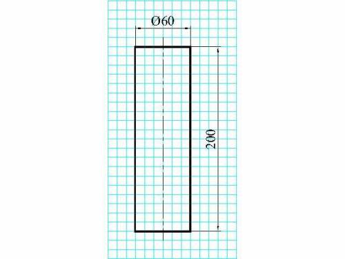 Выполнить чертёж цилиндра высотой 200 мм и диаметром 60 мм в масштабе 1:2.