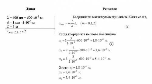  В опыте Юнга отверстия освещались светом с длиной волны 600 нм, расстояние между отверстиями 1мм и 