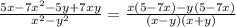 \frac{5x-7x^2-5y+7xy}{x^2-y^2} =\frac{x(5-7x)-y(5-7x)}{(x-y)(x+y)}