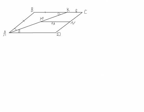 Очень В параллелограмме ABCD биссектриса угла А пересекает сторону BC в точке К. Найдите площадь пар