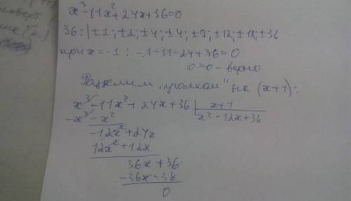 Исследовать функцию x^3-11x^2+24x+36=0 и график.