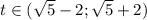 t\in(\sqrt5-2;\sqrt5+2)