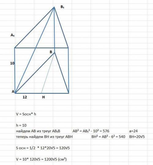В основі прямої призми лежить рівнобедрений трикутник з основою 12 см і бічною стороною 10 см . Знай