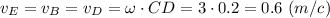 v_{E} = v_{B} = v_{D} = \omega \cdot CD = 3 \cdot 0.2 = 0.6 ~(m/c)