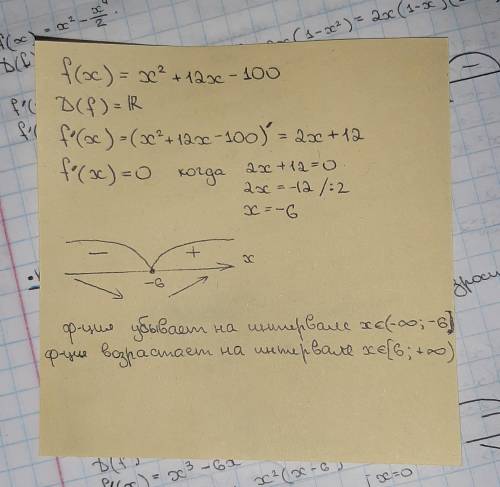 Найдите интервалы монотонности функции f(x)=x²++12x-100