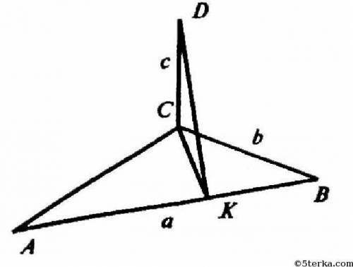 Из вершины прямого угла C треугольника ABC восстановлен перпендикуляр CD к плоскости треугольника. Н