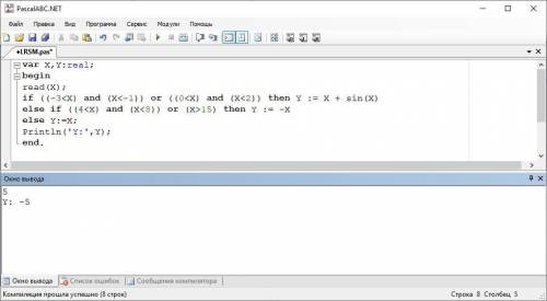 Pascal Написать программу, вычисляющую по заданному значению аргумента X значение функции Y по соотв