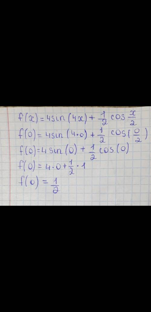 Знайте первісну функції f(x)=4sin4x+1/2cosx/2 графік якої проходить через точку А(пі/3;-1)
