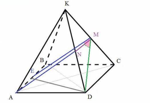 баллов Дана правильная четырёхугольная пирамида KABCD, все рёбра которой равны 8 ед. изм. На рёбрах