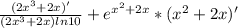 \frac{(2x^3+2x)'}{(2x^3+2x)ln10} +e^{x^2+2x} *(x^2+2x)'