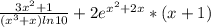 \frac{3x^2+1}{(x^3+x)ln10} +2e^{x^2+2x} *(x+1)