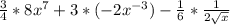 \frac{3}{4}*8x^{7} +3*(-2x^{-3})-\frac{1}{6} *\frac{1}{2\sqrt{x} }