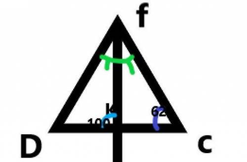 В треугольнике DFC известно что угол С=62 биссектриса угла F пересекает сторону DC в точке К угол FK